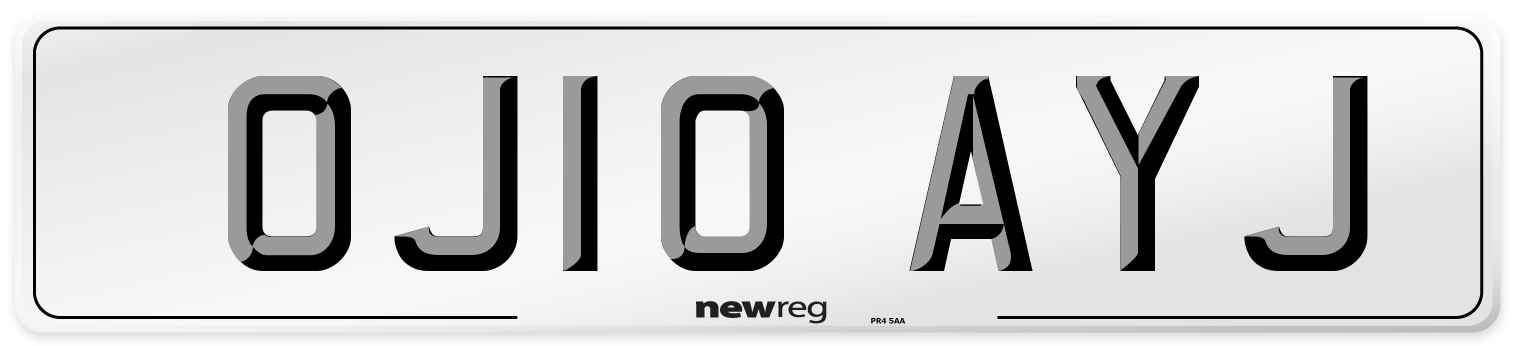 OJ10 AYJ Number Plate from New Reg